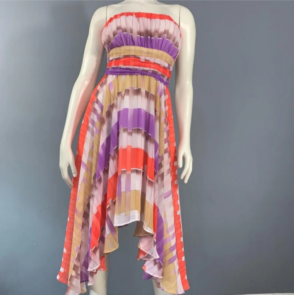 Beautiful GUESS Flowy Orange White Purple Dress M L - Picture 1 of 9
